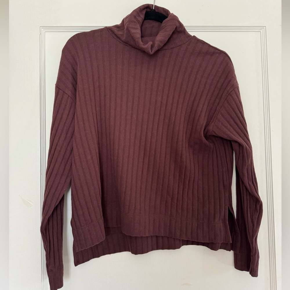 Madewell Ribbed Turtleneck Sweater - Deep Burgundy